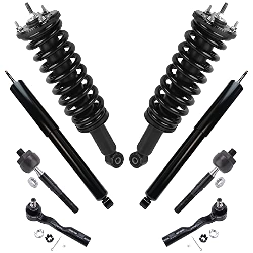Image of Detroit Axle - 4WD Front 8pc Struts Shocks Kit for 2003-2006 Toyota Tundra 2004 2005, Struts w /Coil Spring Outer Inner Tie Rod Ends Rear Shock Absorbers Replacement Suspension