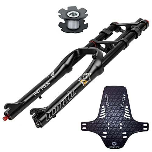 RUJIXU 26 Pouces Fourches VTT Suspension Motoneigeb ATV pour 4.0 Pneu Descente À Double Épaule Vélo De Montagne Amortisseur Fourche DH/AM QR 170mm (Color : Black) Cover