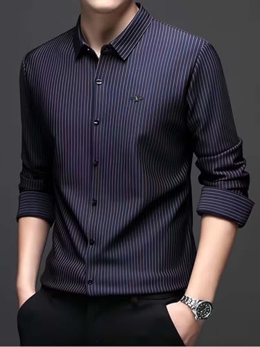 Image of Lymio Men Shirt || Striped Shirt for Man || Full Sleeve|| Premimum Casual Style (Royal)