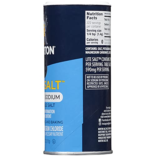 Morton Salt Lite Salt, Less Sodium, 11 oz (Pack of 3)