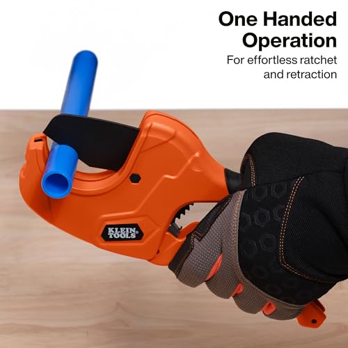 Klein Tools 50080 Ratcheting PVC Pipe Cutter, Cuts 2-Inch ID PVC, CPVC, PEX Pipes, One-Handed Operation, Replaceable Blades by KLEIN TOOLS - Image 3