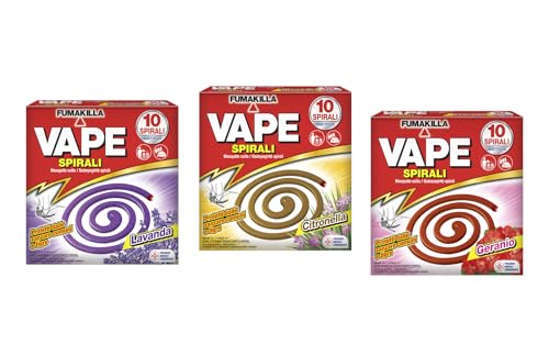 Vape Spirali Profumate Assortite, Insetticida Protettivo Contro Zanzare Comuni e Tigre, Confezione da 3