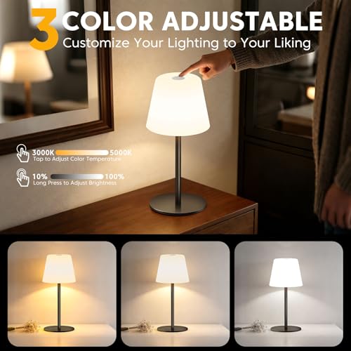 Image of IP65 Shower Lamp Waterproof,Cordless Rechargeable Table Lamp Indoor Outdoor