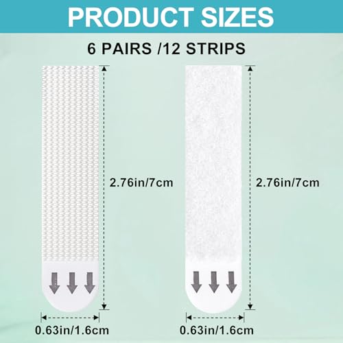 Image of HINZIC 6 Pairs /12 Strips Picture Hanging Strips Heavy Duty, Removable Adhesive White Picture Hanger No Damage for Home Office Dorm Picture Frame Wall Hanging Decorations