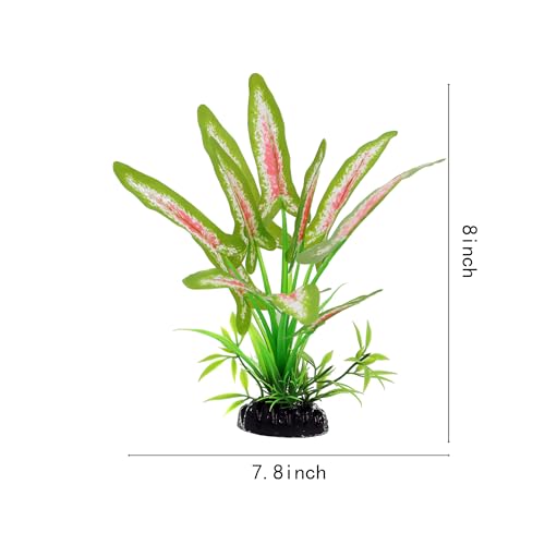 Image of Silk Aquarium Plants for Betta Fish Tank, 2 Pcs 8 Inch Small Silk Aquarium Plant Aquatic Water Grass Decoration (Green-Wine, 8 Inch)