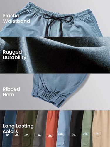 Image of Beyoung Cotton Solid Elastic with Drawstring Cargo Joggers for Men | Regular Fit | 2 Spacious Pockets | Smooth Texture