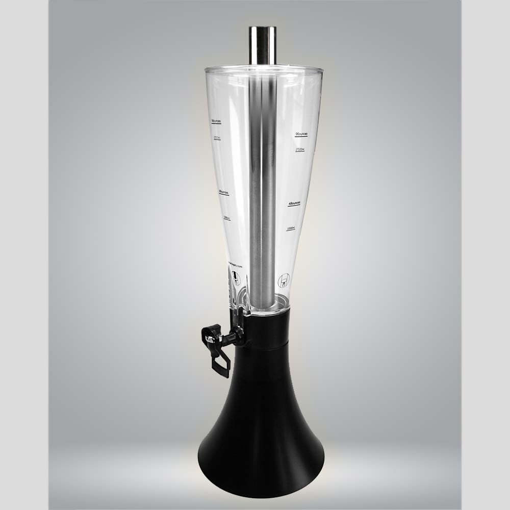 Drink Tower, Beverage Dispenser for Beer and other Party Drinks 96 ounces (2.8Liters) with Super Chill Rod & Swiveling Base