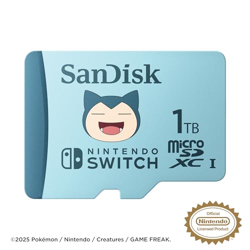 Sandisk Scheda Microsdxc Per Console Nintendo Switch 1TB, Edizione PokéMon Snorlax (Velocità Di Lettura Fino A 100 Mb/S, UHS-I, 4K Uhd, V30, Class 10, U3 - 2