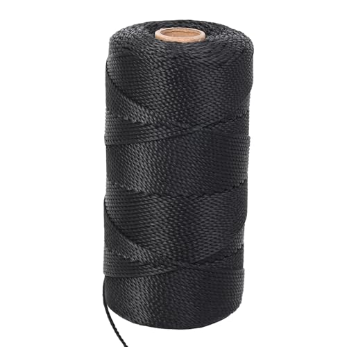 ANMOFLY Mason Line String, 1000ft #18 UV-Resistant Black Nylon String, 1.3mm Thick Durable Construction and Heavy-Duty Layout Line for Gardening, Tomato Twine, Strong Polyester Thread