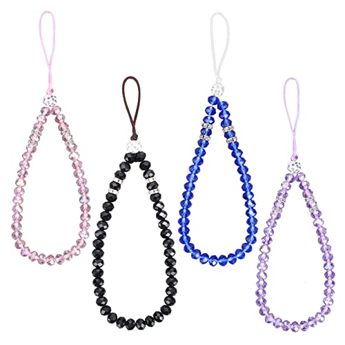 Cobee Crystal Cell Phone Lanyard, 4 Pieces Cell Phone Straps Bling Crystal Beads Phone Charm Strap Phone Lanyard Chain For Girl Women #TOP25
