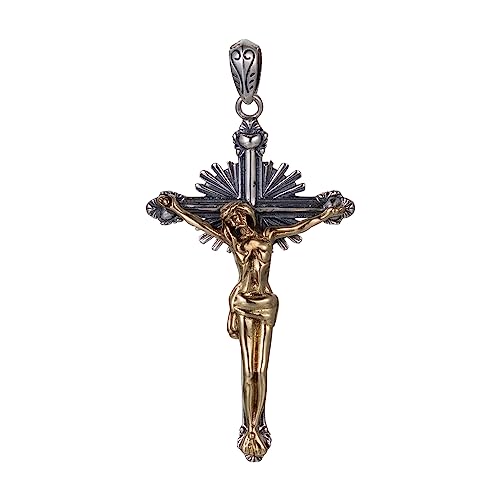 Crucifijo de plata 925 vintage ForFox para hombre con cadena de 50cm