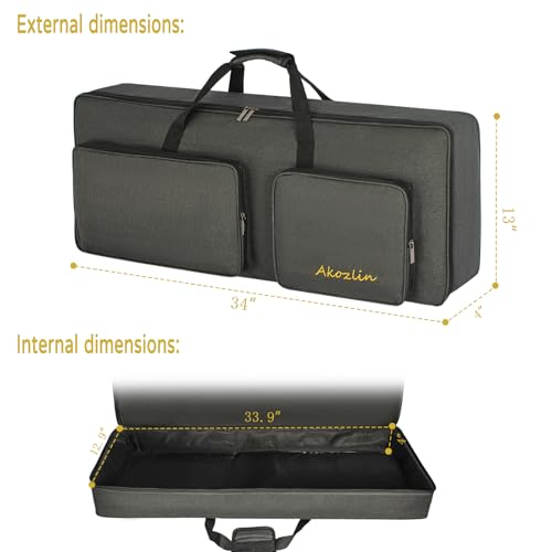 AKOZLIN 49-Key Keyboard Gig Bag 34\"×13\"×4\" Portable Electric Piano Case Foldable Bag For 49-Note Keyboard - Thumbnail 6