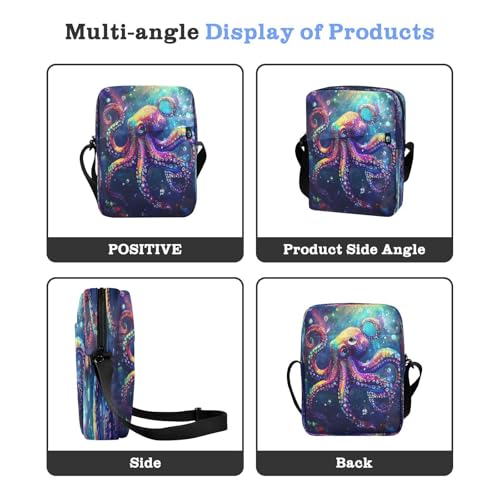 Crossbody Bag Colorful Octopus Messenger Bag for Women Men Purse Shoulder Bag Satchel Bag with Adjustable Strap 214B87714