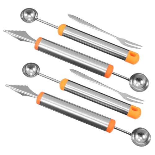 OFFSCH Stainless Steel Fruit Fork Set 6pcs Fruit Ball Diggers Forks Cutters Smooth Surface Easy to Clean