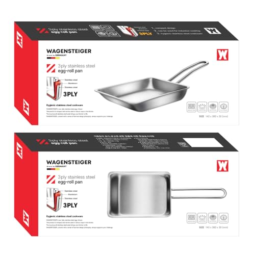 WAGENSTEIGER Stainless Steel Fry Pan, 3-Ply Reinforced Body, Rectangular Omelet Pan, Oven & Dishwasher Safe, Induction Compatible, Portable Camping Cookware, Mini or Small Size (14.2Lx5.5WX1.2H inch) - Image 9