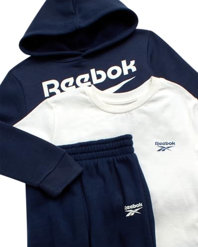 Reebok Baby Boys Pants Set - 3 Piece T-Shirt, Pullover Hoodie & Joggers Jog Set - Fleece Playwear Pant Sets for Toddler Sizes2