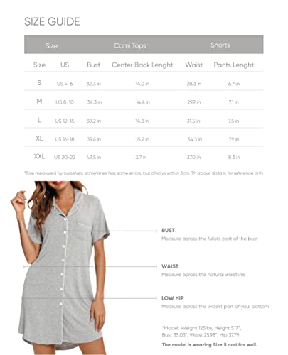 Maria Eugenia Women's Nightgown Short Sleeve Button Down Nightshirt Sleepwear Postpartum Pajama Dress Grey #TOP7