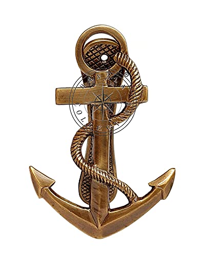 Hanzla Collection 6.5" Nautical Ship's Anchor Antique Brass Door Knocker #TOP2
