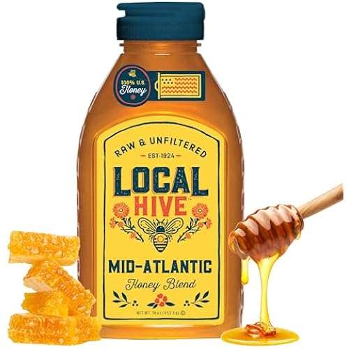 Local Hive Mid-Atlantic Raw & Unfiltered Honey, 100% US Honey, 16 oz