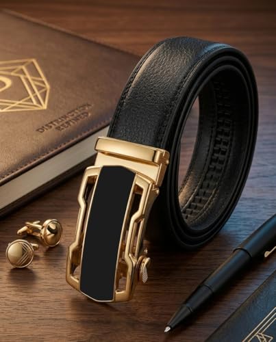 Image of WildHorn Men's Genuine Leather Belt for Men| Premium Auto-Lock Buckle | Adjustable up to 48 inch | Formal & Casual Wear | Micro-Adjust Fit | Stylish Gift Box Included