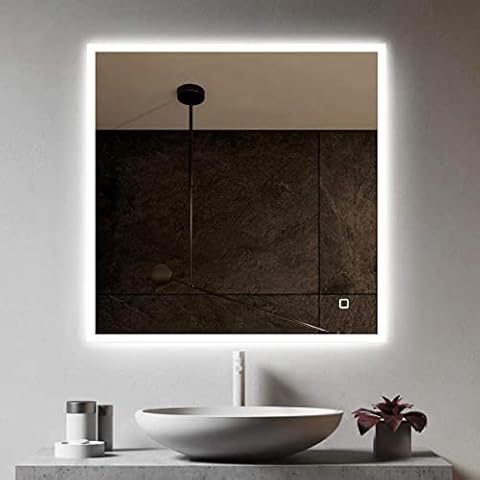 S'bagno Illuminated LED Bathroom Mirror, with built-in Bluetooth Speaker, Dimming Function, Colour Changing, Demister pad and Touch Sensor Switch (800 * 800mm) Cover