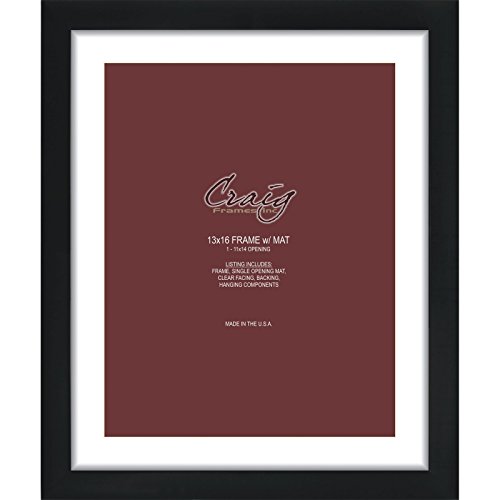 Craig Frames 13 by 16-Inch Black Picture Frame, Single White Mat with 1-11 by 14-Inch Opening - //coolthings.us