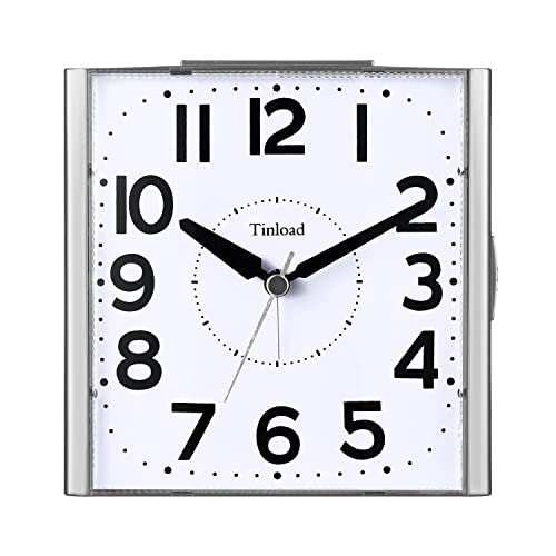 Tinload Analogue Senior Alarm Clock with Night Light, 4.7 Inch Large Dial, Table Clock with Snooze Function, Loud, Rising 3-Stage Bell Tone, Battery Operated (Best for Elderly)