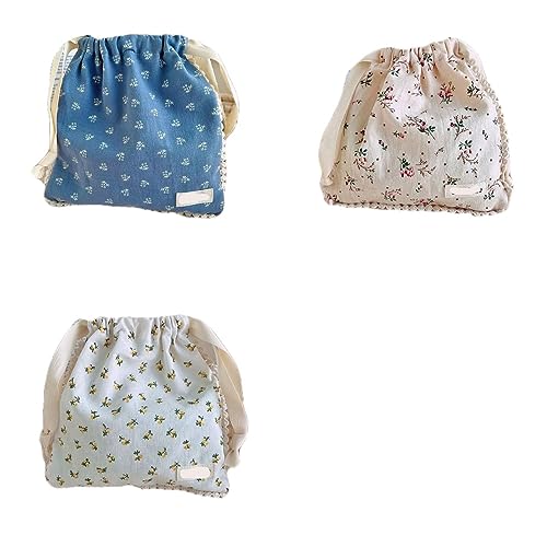 Leadigol Drawstring Bundle Pocket Wash Pouch Wristband Bag Storage Cosmetic Cases Small Cloth Flower Stationery Makeup Bags