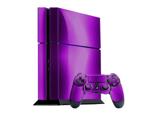Purple Chrome Mirror Vinyl Decal Faceplate Mod Skin Kit for Sony PlayStation 4 (PS4) Console by System Skins