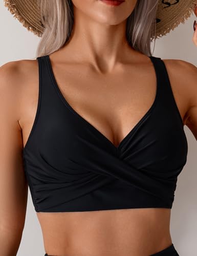 Tainehs Bikini Top for Women Twist Front Adjustable Swimsuit Top Push Up V Neck Padded Bathing Suits Top4