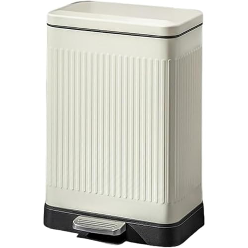 ふた付き スリム キッチン 生ゴミ 匂いが漏れない ステンレス ペダル式 ゴミ箱 洗面所音無し 密閉 防臭 大容量 トイレ バスルーム キッチン リビングルーム用 製ペダル 静音開閉 防臭デザイン (12L,乳白色)