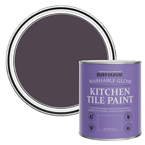Rust-Oleum Purple Water-Resistant Kitchen Tile Paint in Gloss Finish - Grape Soda 750ml