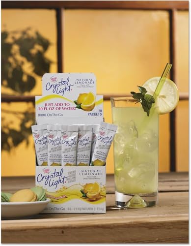 Image of Crystal Light Lemonade, Zesty Lemon Flavored Powdered Drink Mix, Sugar Free Refreshing Beverage, Convenient Travel Size Single Serve Packets, Just Add Water, 30 Count (Pack of 2)