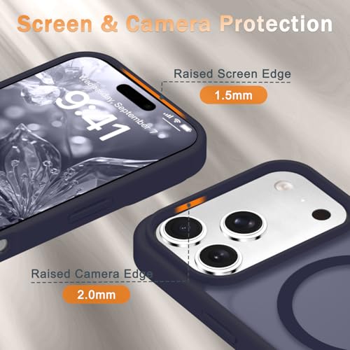 Image of YENAPOON for iPhone 17 Pro Max Case, Matte Magnetic Phone Cover [with 1 Screen Protector] [Support for MagSafe] [Shockproof Military Grade Protection] Translucent Frosted Back, Deep Purple