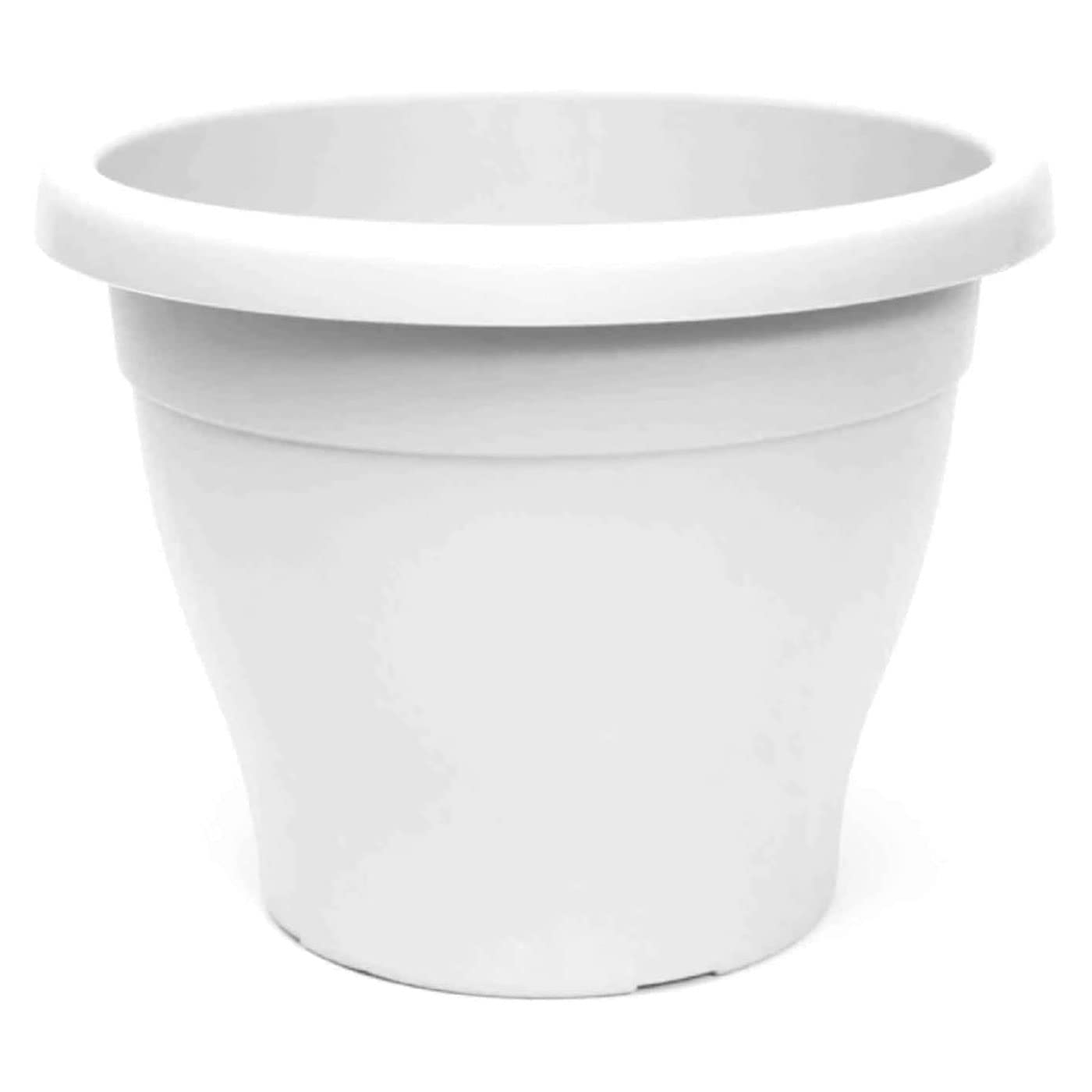 Acan Tradineur - Maceta de plástico Redonda para Plantas y Flores Mediterránea con Orificios Inferiores. Recipiente, macetero para jardín Exterior e Interior del hogar - Color Blanco - 30 cm