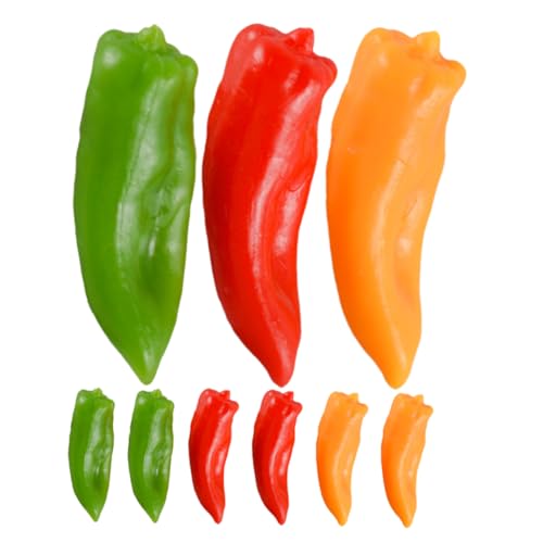 BESTonZON 9pcs Artificial Pepper Lifelike Chinese Chili Kitchen Food Toy Artificial Vegetables Decor Realistic Pepper Fake Chili Pepper Artificial Mini Pepper Toys Models Food Play PVC China