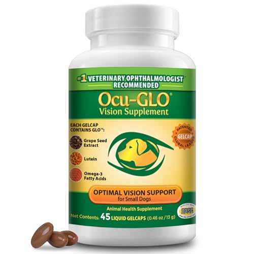 Ocu-GLO Vision Supplement for Small Dogs by Animal Necessity with Lutein Omega-3 Fatty Acids Grape Seed Extract and Antioxidants to Promote Eye Health in Dogs 45ct Liquid Gelcaps