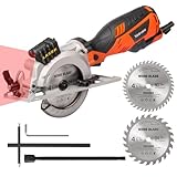 Yunirvana 5.8 Amp 3500 RPM Circular Saw with Laser Guide, 1-11/16' Deep Cut at 90°, 1-1/8' at 45°, 4-1/2' TCT Blades (24T & 40T), Vacuum Adapter, Blade Wrench, and Rip Guide Included