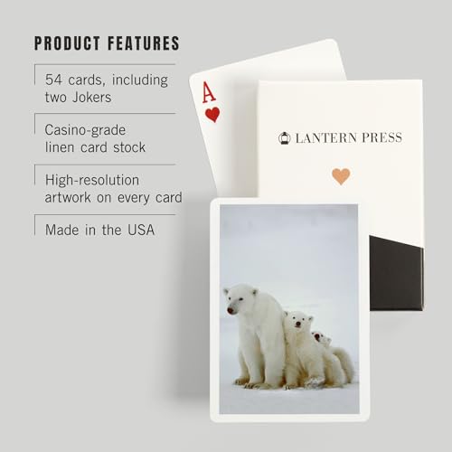 Lantern Press Polar Bear and Cubs Naipes Póker 52 cartas miniatura 3