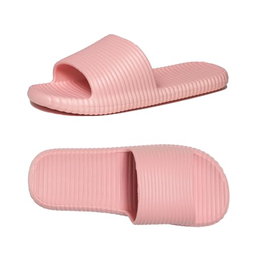 WZNKXFC Chaussures de douche pour femmes et hommes sandales de maison séchage rapide antidérapantes pour intérieur et extérieur pour spa salle de sport piscine plage Rose EU Size 40-41