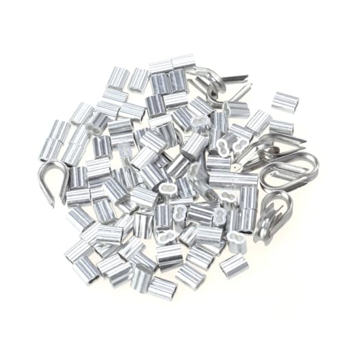 VILLFUL 50pcs 8 Cable Crimps Wire Fitting Cable Clip Wire Sleeves Cable Collar Silver