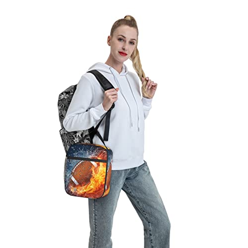 Chayber Ice Fire Football Lunch Box Kids Boys Girls Insulated Lunch Bag For Women Men Thermal Lunch Bags Bento Box Adult Lunch Box For Work,Picnic #TOP6