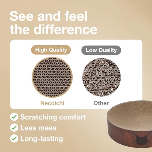 Image of Necoichi Cat Scratcher Bowl for Indoor Cats - Cat Scratching Lounger with Reversible Usability and Extra Comfort for Lounge, Cardboard Bed Couch / (XL, Dark Cherry)