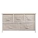 DlandHome Armario de almacenaje Cómoda Organizador con 5 cajones/Cajas de Almacenamiento de Tela para el Dormitorio, la habitación o el lavadero, Beige