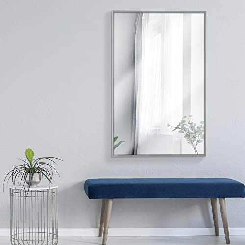 Head West 8775 Nordic Stainless Steel Brushed Nickel Bathroom Mirror, Metal Framed Decorative Mirrors For Wall Decor thumb #3