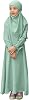 OBEEII Abaya for Girls Muslim Long Sleeve Prayer Dress Ramadan Kaftan Abaya with Hijab Islamic Clothing Arabic Eid Robe