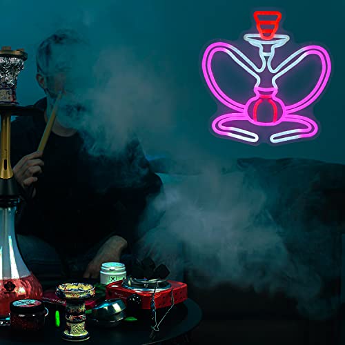 Hookah Neon Sign Shop Decorations Shisha Shaped Led Lamp For Lounge Pink White Light Sign Smoke Room Bar Restaurant Party Man Cave Wall Art Decor Neon Hookah Signs Entertainment Gift For Boys,Husband,Boyfriends Fitness Fans,Workout Man,Teenager,Professional Sportsmen #TOP4
