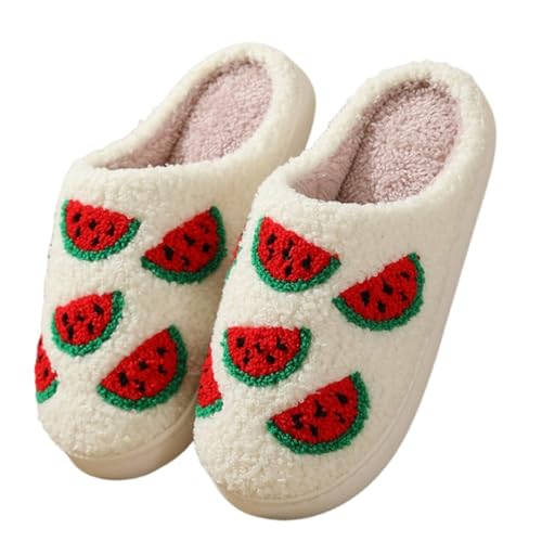 Strawberry Slippers, Warm Cozy Fruit Slippers, Winter Fuzzy Fluffy Warm Hose Shoes