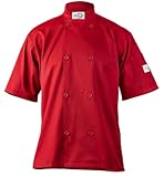 Mercer Culinary Millennia Air Short Sleeve Men's Cook Jacket with Full Mesh Back, Red, M