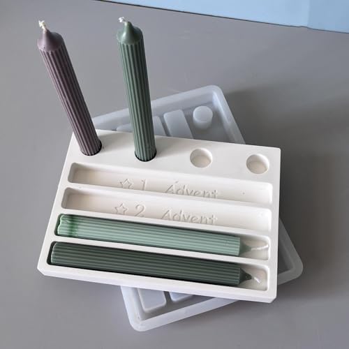 Moldes de silicona para fundir Navidad, calendario de Adviento, molde de silicona, soporte para velas, calendario de Adviento, portavelas, molde de silicona para Navidad, portavelas (A)